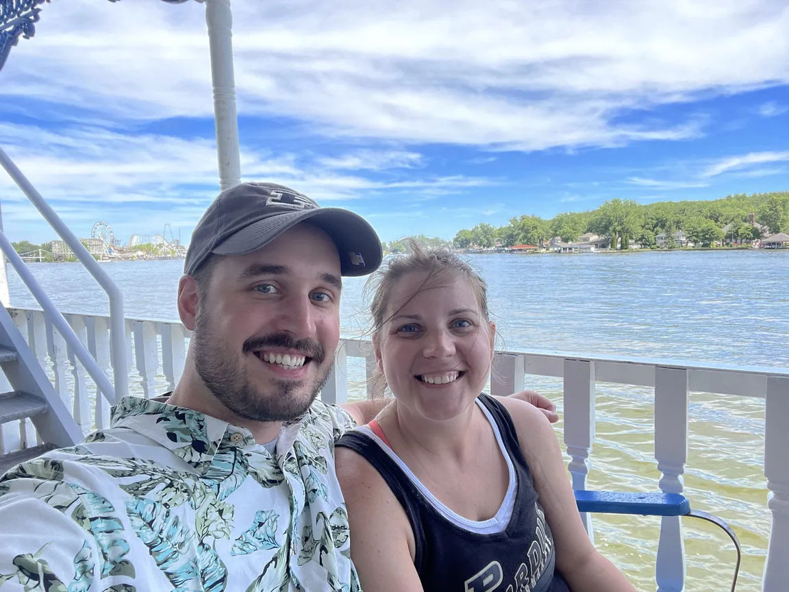 Kyle with his wife on a riverboat outing
